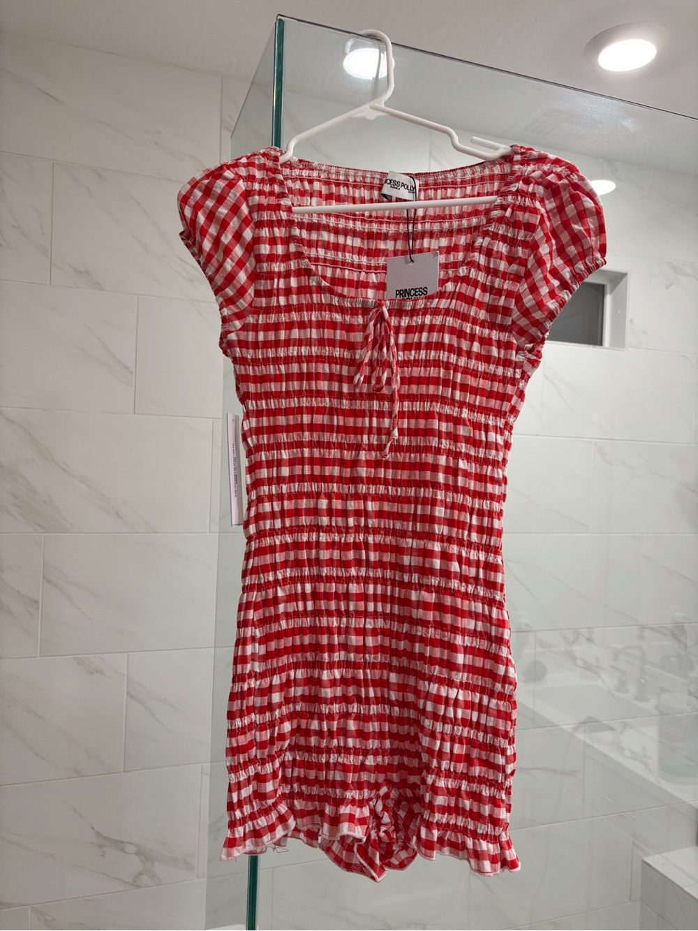 PRINCESS POLLY Bashful Playsuit Red Check